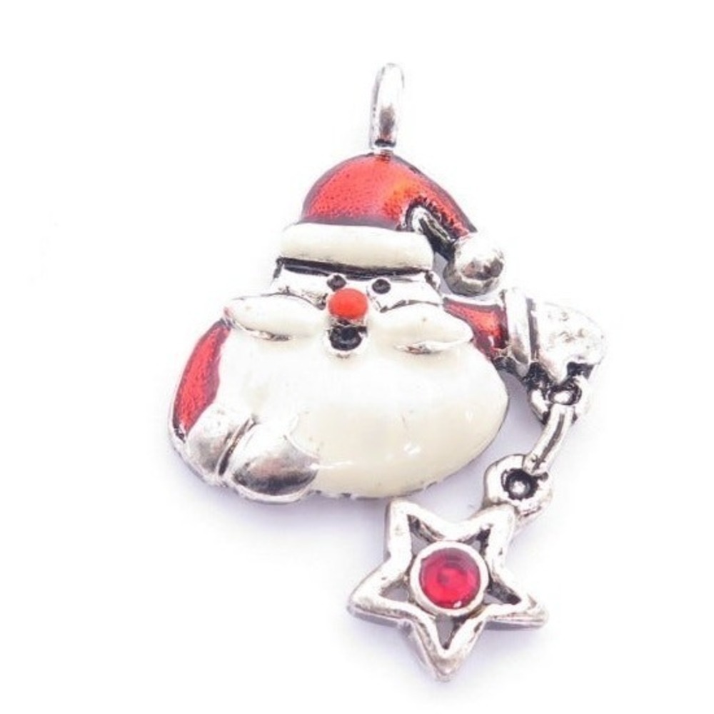 Santa‎ Clause Holding Star Silver Pendant